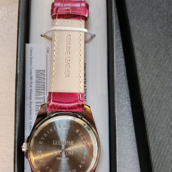 Manhattan Watch By Croton Genuine Leather Pink Ladies Watch - Picture 4 of 4